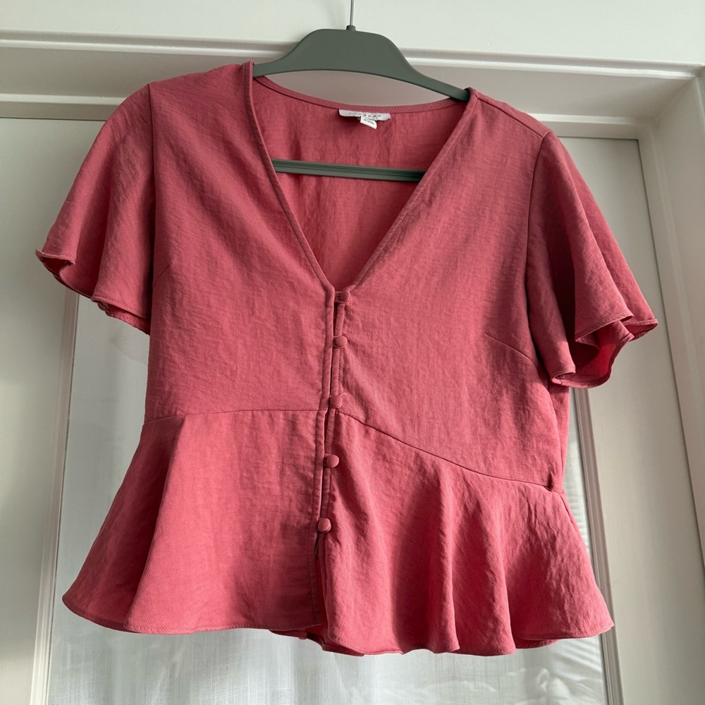 Topshop Rose Button-Front Peplum Blouse